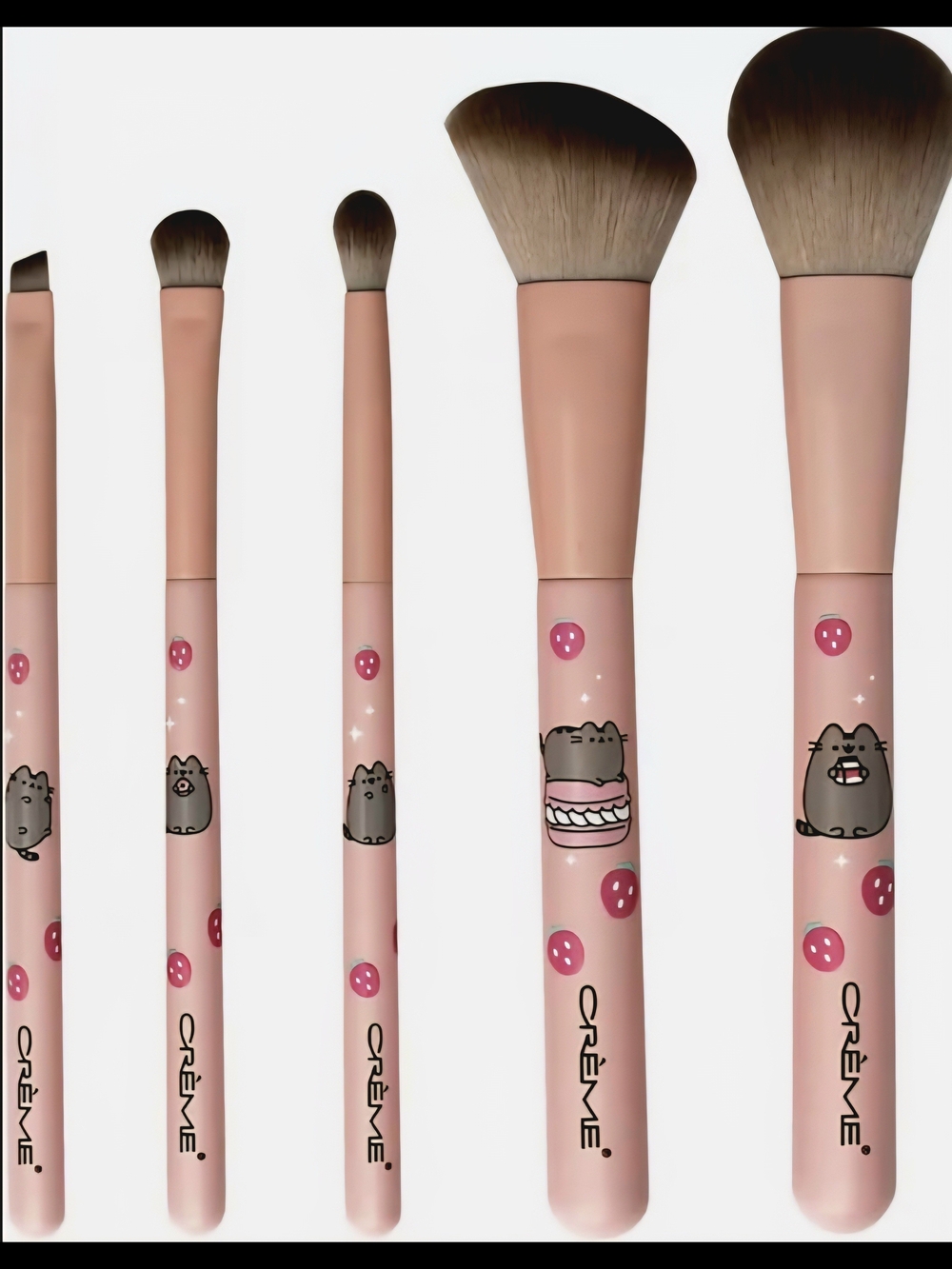 Pusheen Pink Cat Print 5-Piece Makeup Brush Set Makeup Brush Set